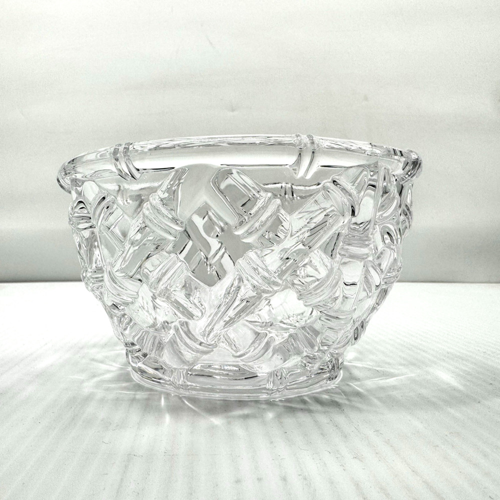 Tiffany & Co. Bamboo Basket Weave Lattice Crystal Bowl 6in Mint Condition